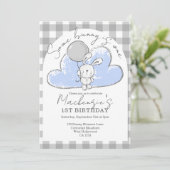 Gingham Some Bunny Is One Birthday Personalized Einladung (Stehend Vorderseite)
