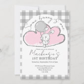 Gingham Some Bunny Is One Geburtstag Personalisier Einladung (Vorderseite)
