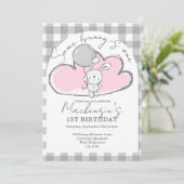 Gingham Some Bunny Is One Geburtstag Personalisier Einladung (Stehend Vorderseite)