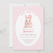 Gingham Some Bunny Is One Geburtstag Personalisier Einladung (Vorderseite)