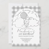 Gingham Some Bunny Is One Geburtstag Personalisier Einladung (Vorderseite)