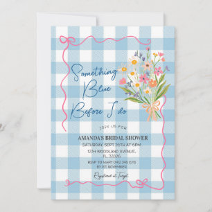 Gingham Something Blue Vor dem Traualtar Brautpart Einladung