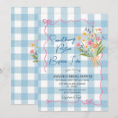 Gingham Something Blue Vor dem Traualtar Brautpart Einladung (Vorne/Hinten)