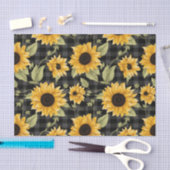 Gingham-Sonnenblumen-Muster Seidenpapier (Handwerk)