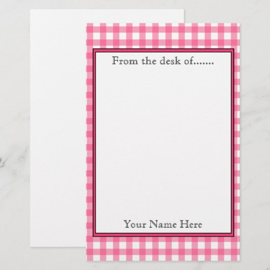 Gingham Stationery Briefpapier (Vorne/Hinten)
