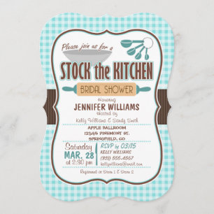Gingham Stock the Kitchen Brautparty-Einladung Einladung