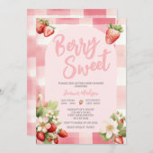 Gingham Strawberry Berry Sweet Baby Shower Einladung (Vorne/Hinten)