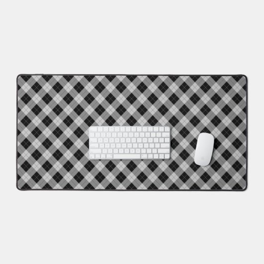 Gingham Style Black Gray Checkered Picnic Kariert Schreibtischunterlage (Tastatur & Maus)