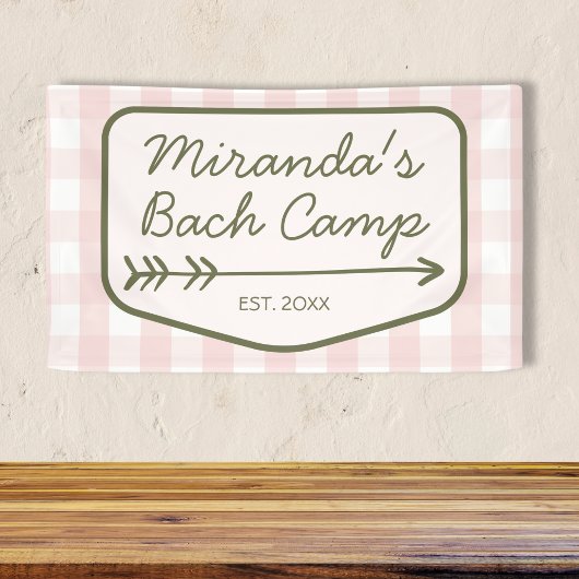Gingham Summer Bach Camp Pink Green Bachelorette Banner