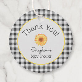 Gingham Sunflower Picnic Baby Dusche Vielen Dank Geschenkanhänger