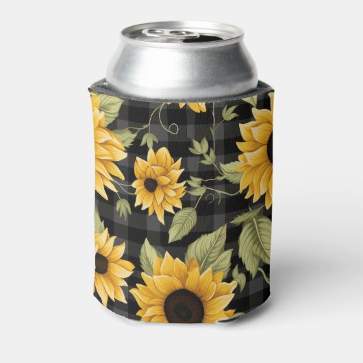 Gingham Sunflowers Pattern Dosenkühler (Kanne Rückseite)