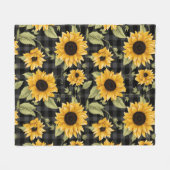 Gingham Sunflowers Pattern Fleecedecke (Vorderseite (Horizontal))