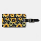 Gingham Sunflowers Pattern Gepäckanhänger (Vorderseite horizontal)