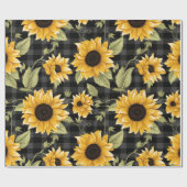 Gingham Sunflowers Pattern Geschenkpapier (Flach)