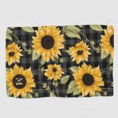 Gingham Sunflowers Pattern Golfhandtuch (Horizontal)