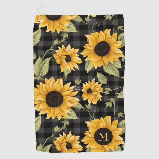Gingham Sunflowers Pattern Golfhandtuch (Vorderseite)