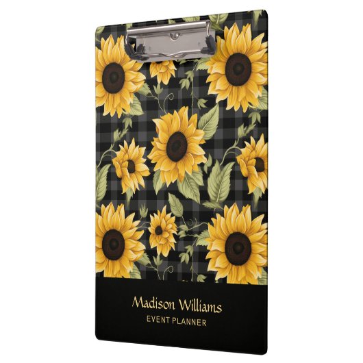 Gingham Sunflowers Pattern Klemmbrett (Links)