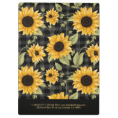 Gingham Sunflowers Pattern Klemmbrett (Rückseite)