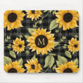 Gingham Sunflowers Pattern Mousepad (Vorne)