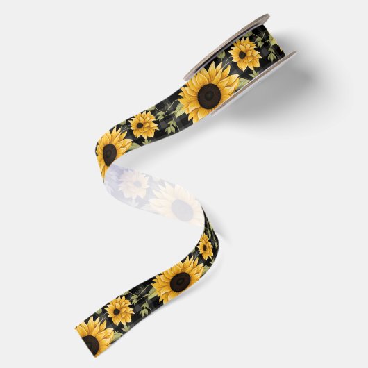 Gingham Sunflowers Pattern Satinband (Rückseite)
