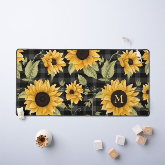 Gingham Sunflowers Pattern Schreibtischunterlage (Kindertisch)