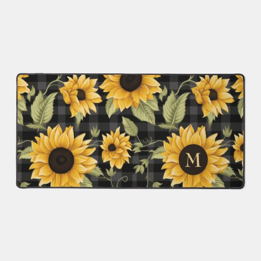 Gingham Sunflowers Pattern Schreibtischunterlage (Vorderseite)