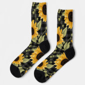 Gingham Sunflowers Pattern Socken (Linkes Detail)