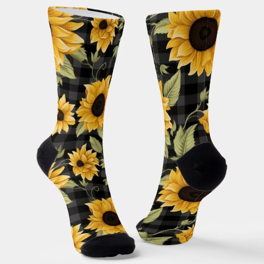 Gingham Sunflowers Pattern Socken (Gewinkelt)
