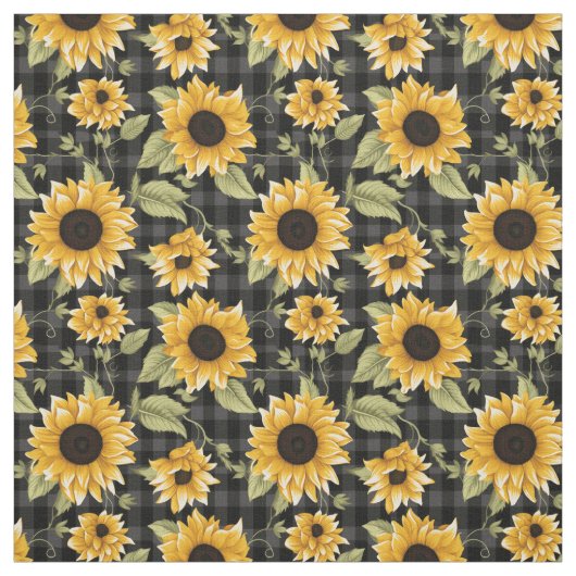 Gingham Sunflowers Pattern Stoff (Muster)