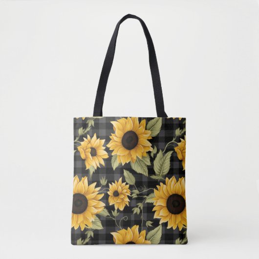 Gingham Sunflowers Pattern Tasche (Vorderseite)