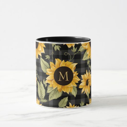 Gingham Sunflowers Pattern Tasse (Zentrum)
