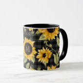 Gingham Sunflowers Pattern Tasse (VorderseiteRechts)