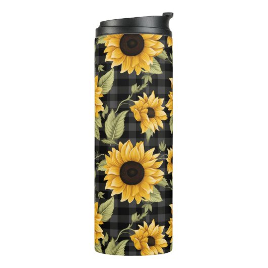 Gingham Sunflowers Pattern Thermosbecher (Nach links gedreht)