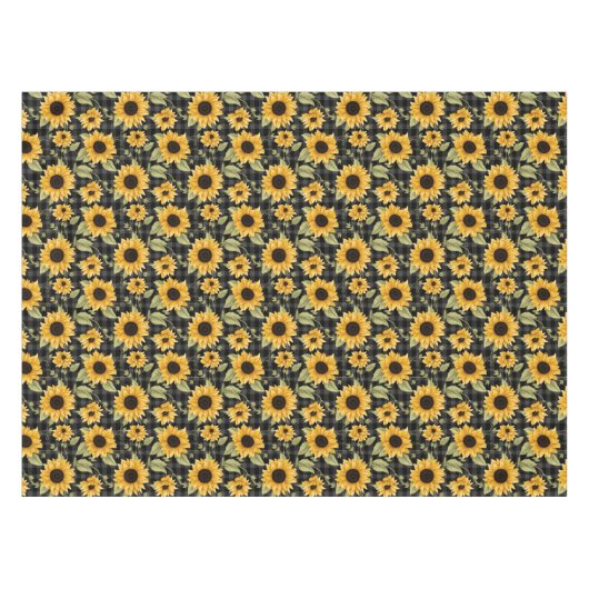 Gingham Sunflowers Pattern Tischdecke (Vorderseite (Horizontal))