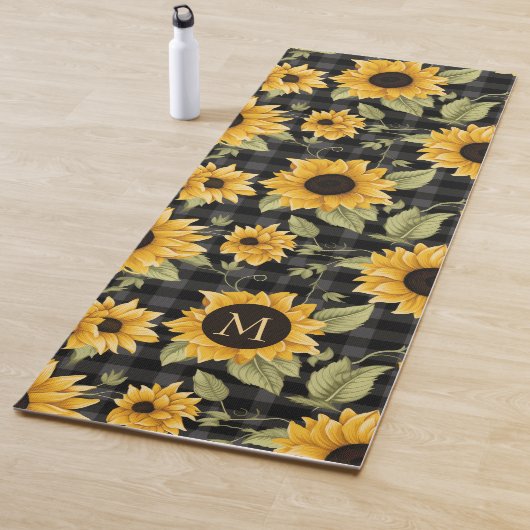 Gingham Sunflowers Pattern Yogamatte (Beispiel)