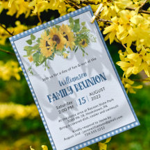Gingham Sunflowers Rustic Family Wiedersehen