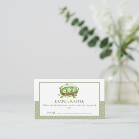 Gingham Sweet Pea in Pod Diaper Raffle Baby Dusche Begleitkarte (Stehend Vorderseite)