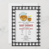 Gingham Sweet Tea Lemons Neutral Baby Dusche Einladung (Vorderseite)