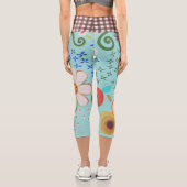 Gingham Taille Grüne Flora Capri Leggings (Rückseite)