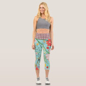 Gingham Taille Grüne Flora Capri Leggings (Vorderseite)