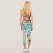 Gingham Taille Grüne Flora Capri Leggings (Rückseite)