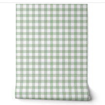 Gingham-Tapete in Salbeigrün