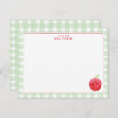 Gingham Teacher Apple Gift Mitteilungskarte (Vorne/Hinten)
