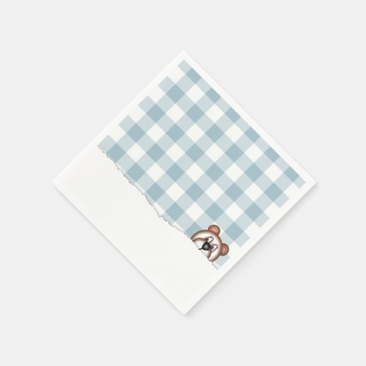 Gingham Teddy Bear Picnic Party hat Serviette (Ecke)