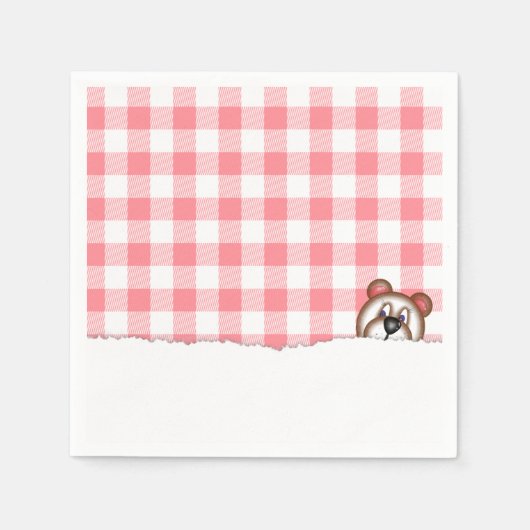 Gingham Teddy Bear Picnic Serviette (Vorderseite)