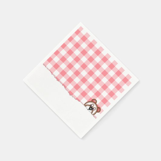 Gingham Teddy Bear Picnic Serviette (Ecke)