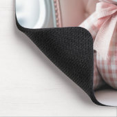 Gingham-Teddybär auf einem Stuhl Mousepad (Ecke)
