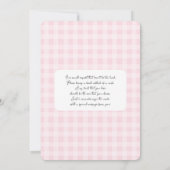 Gingham-Teddybär-Mädchen-Baby-Party Einladung (Rückseite)
