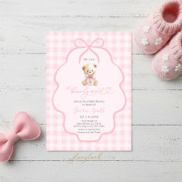 Gingham-Teddybär-Mädchen-Baby-Party