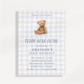 Gingham-Teddybär-Picknick-Erstgeburtstag Einladung